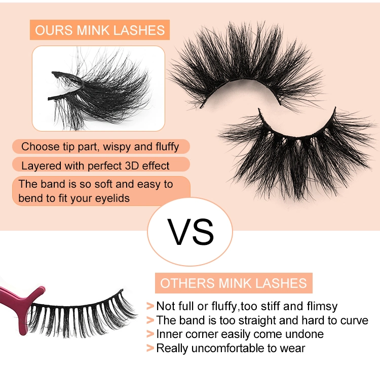 Wholesale Private Label Strip Real Fluffy Mink Eyelash Vendors 25mm Mink Eyelash